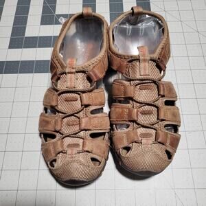 Skechers Leather Lifestyle Hiking Sandals Bungee Womens Size 7 Kayaking Boating